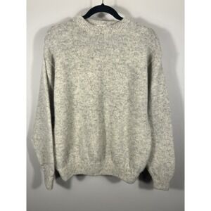 Vintage REI 100% Shetland Wool Crew Neck Sweater Beige Mens Medium Outdoor